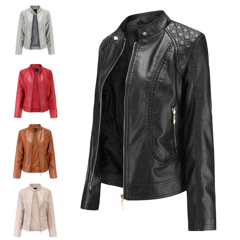 Damen Kunstlederjacke mit modischen Steppdetails