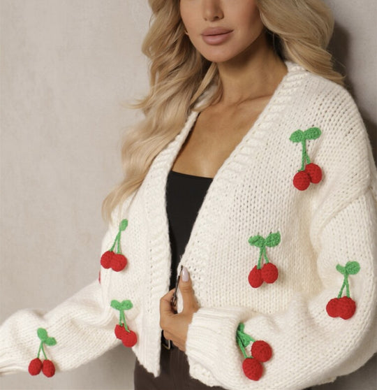 Damen Verspielter Strick-Cardigan mit dekorativen Details R&B