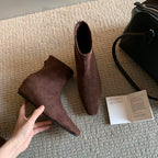 Damen elegante Stiefeletten mit spitzem Schnitt und hochwertiger Wildlederoberfläche R&B