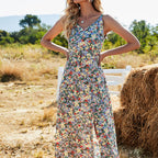 Damen Maxikleid mit floralem Muster und seitlichem Schlitz R&B