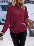 Damen Fleece Pullover mit halbem Reißverschluss R&B
