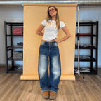 Damen Weite Jeanshose mit lässigem Schnitt und stylischen Details R&B