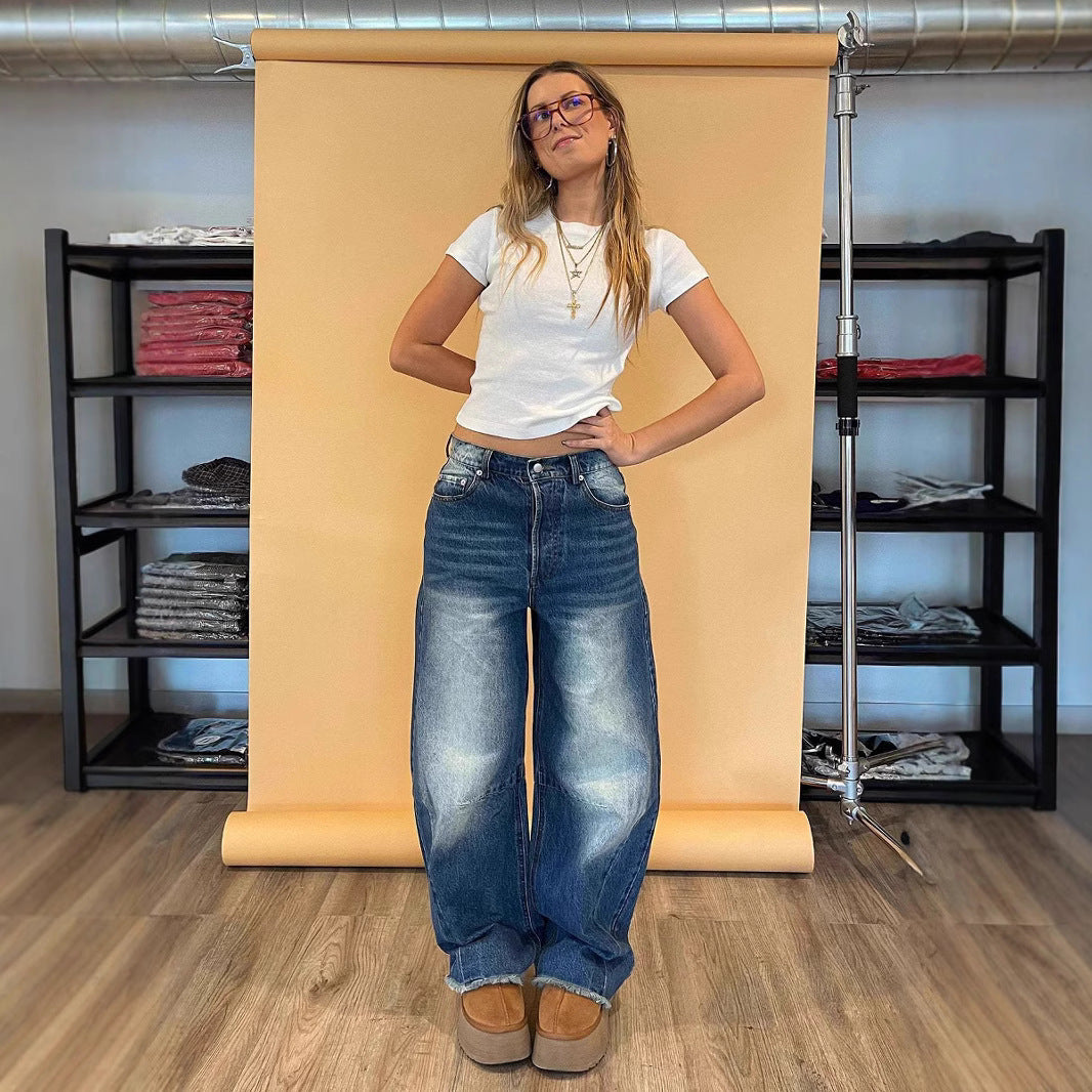 Damen Weite Jeanshose mit lässigem Schnitt und stylischen Details R&B