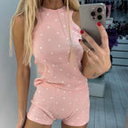 Damen lässiges Tank-Top und Shorts Set mit spielerischem Muster R&B