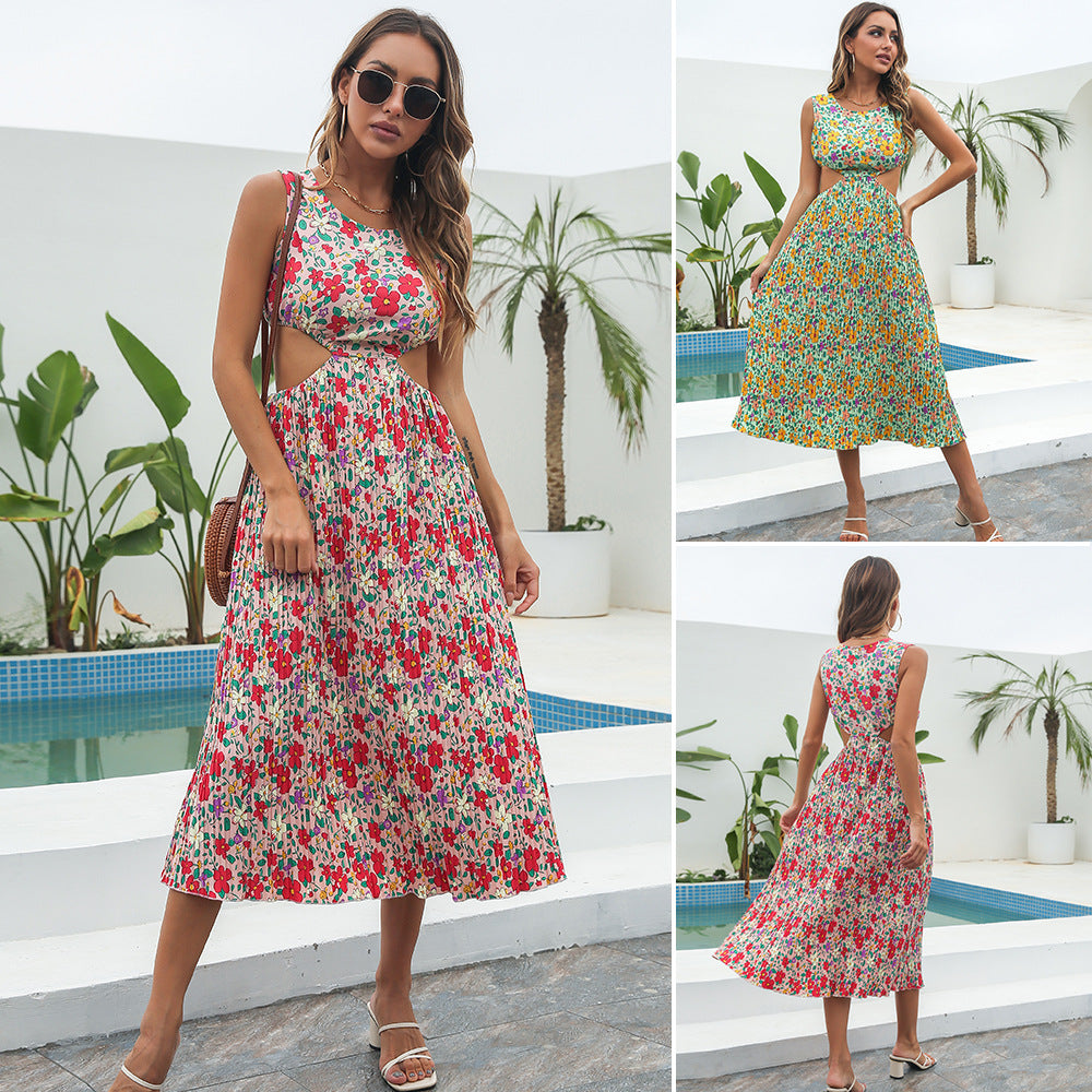 Damen Sommerkleid mit Cut-Out und floralen Motiven R&B