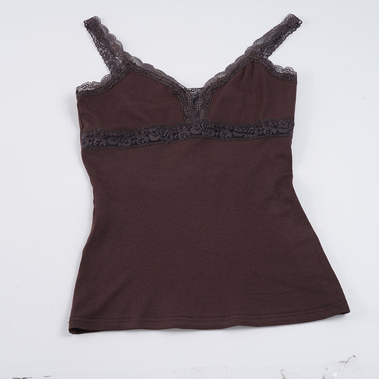 Damen Spitzenbody mit zarten Trägern und romantischen Rüschendetails R&B