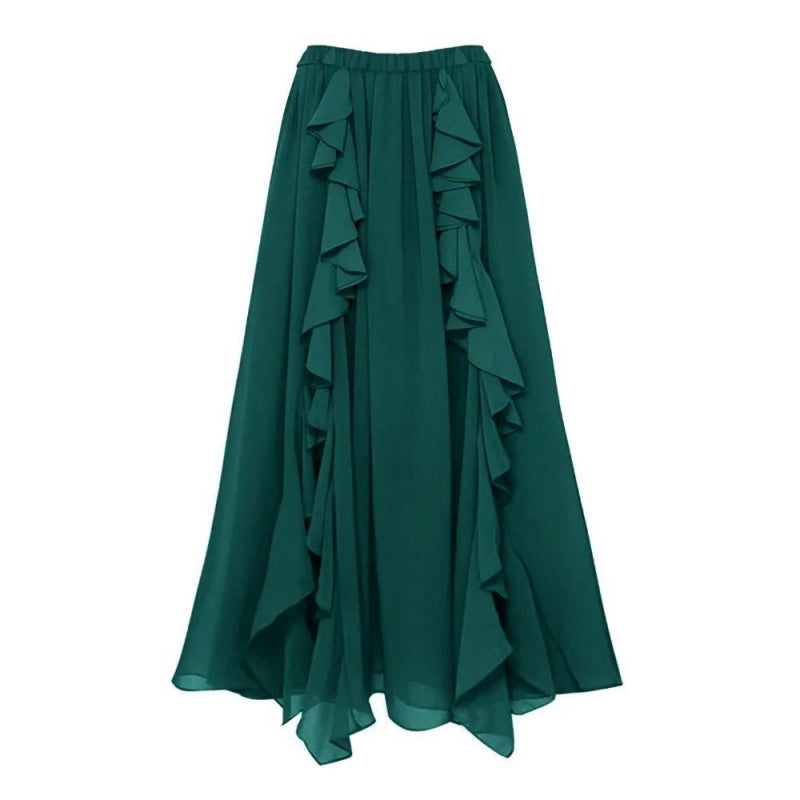Damen Badeanzug-Set mit voluminösen Rüschendetails und elegantem Überrock R&B