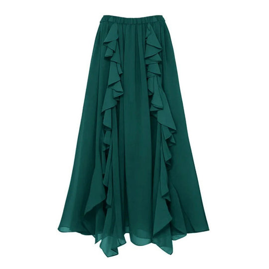 Damen Badeanzug-Set mit voluminösen Rüschendetails und elegantem Überrock R&B
