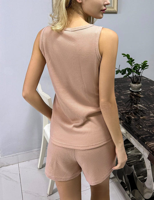 Damen Hochwertiges Sportliches Kurz-Set mit atmungsaktiver Waffelstruktur R&B