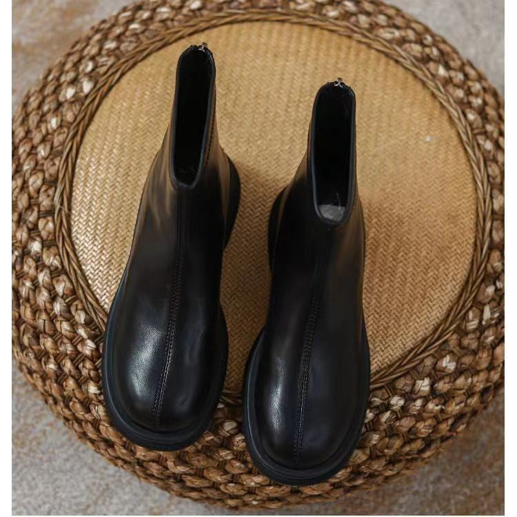 Damen Elegante Stiefeletten mit seitlichem Reißverschluss und robuster Gummisohle