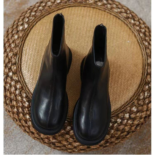 Damen Elegante Stiefeletten mit seitlichem Reißverschluss und robuster Gummisohle R&B
