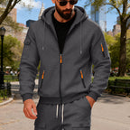 Herren Sportliche Zip-Hoodie mit Innovativen Reißverschlusstaschen R&B