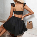 Damen Sommerkleid mit Rüschendetails und Taillierung R&B