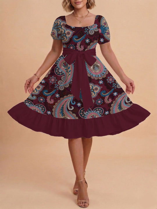 Damen Verspieltes Maxikleid mit Bärenmuster und taillierbarem Band R&B