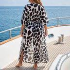 Damen transparenter Strandüberwurf mit aufregendem Animal-Print R&B