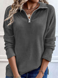 R&B | lässiger Strickpullover mit Reißverschluss und Patchwork-Kragen