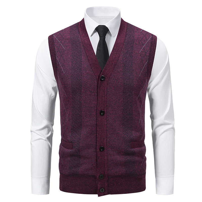 Herren Strickjacke mit klassischem V-Ausschnitt und feinem Zopfmuster R&B