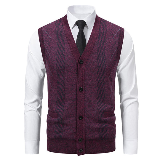 Herren Strickjacke mit klassischem V-Ausschnitt und feinem Zopfmuster R&B