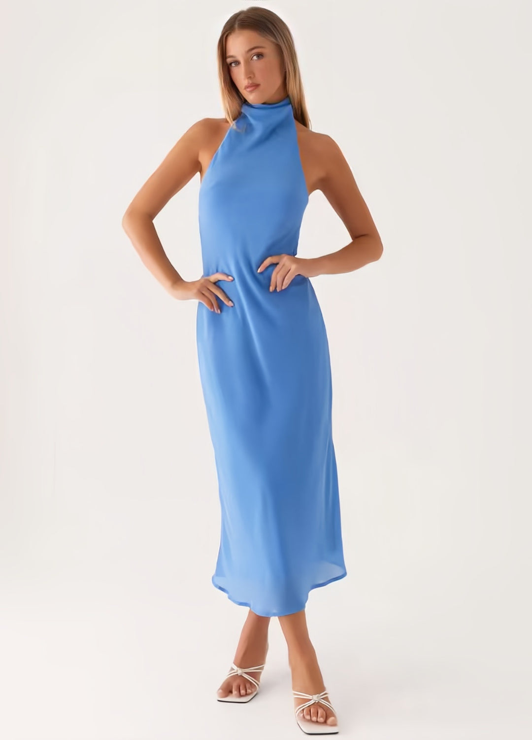 Damen elegantes Maxikleid mit halber Höhe und schmalem Schnitt R&B