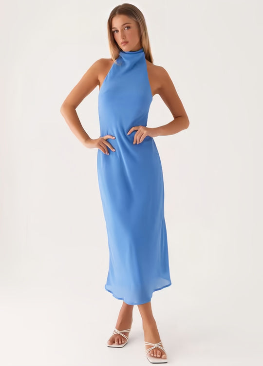 Damen elegantes Maxikleid mit halber Höhe und schmalem Schnitt R&B
