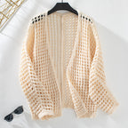 Damen luftige Strickjacke im modernen Netzdesign
