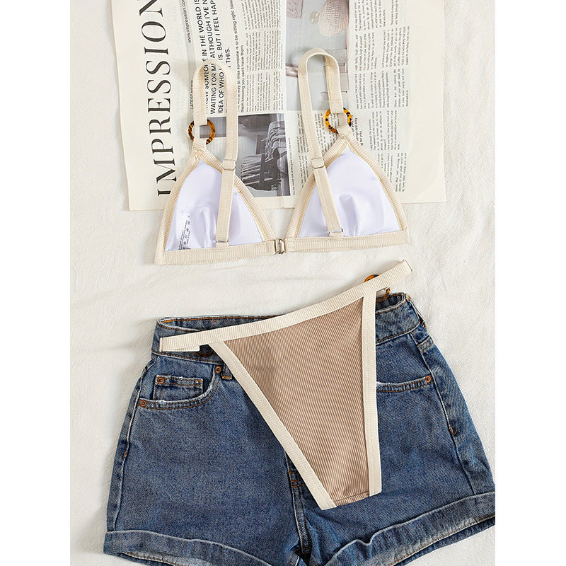 Damen Triangel-Bikini mit eleganten Riemen und aufwendigem Design R&B