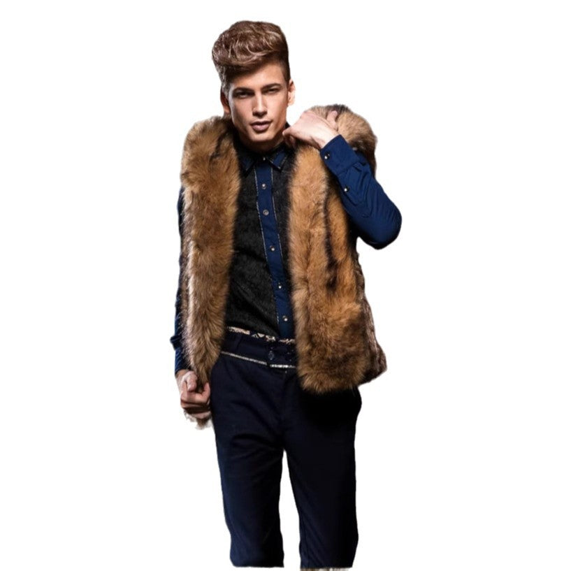 Herren Elegante Kunstpelz-Weste mit tiefem Kragen und luxuriösem Design R&B