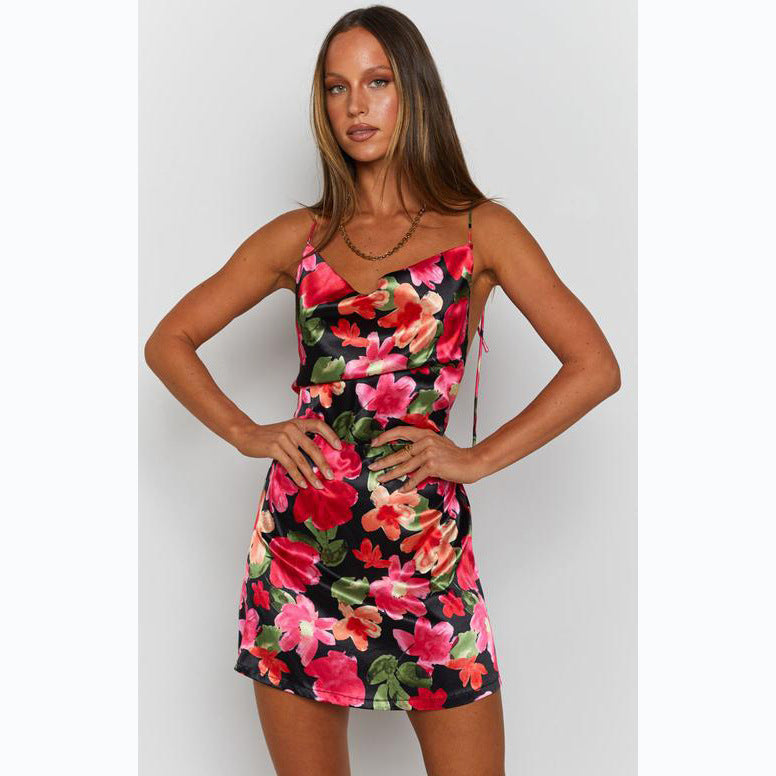 Damen figurbetontes Kleid mit floralem Design und attraktivem Schnitt R&B