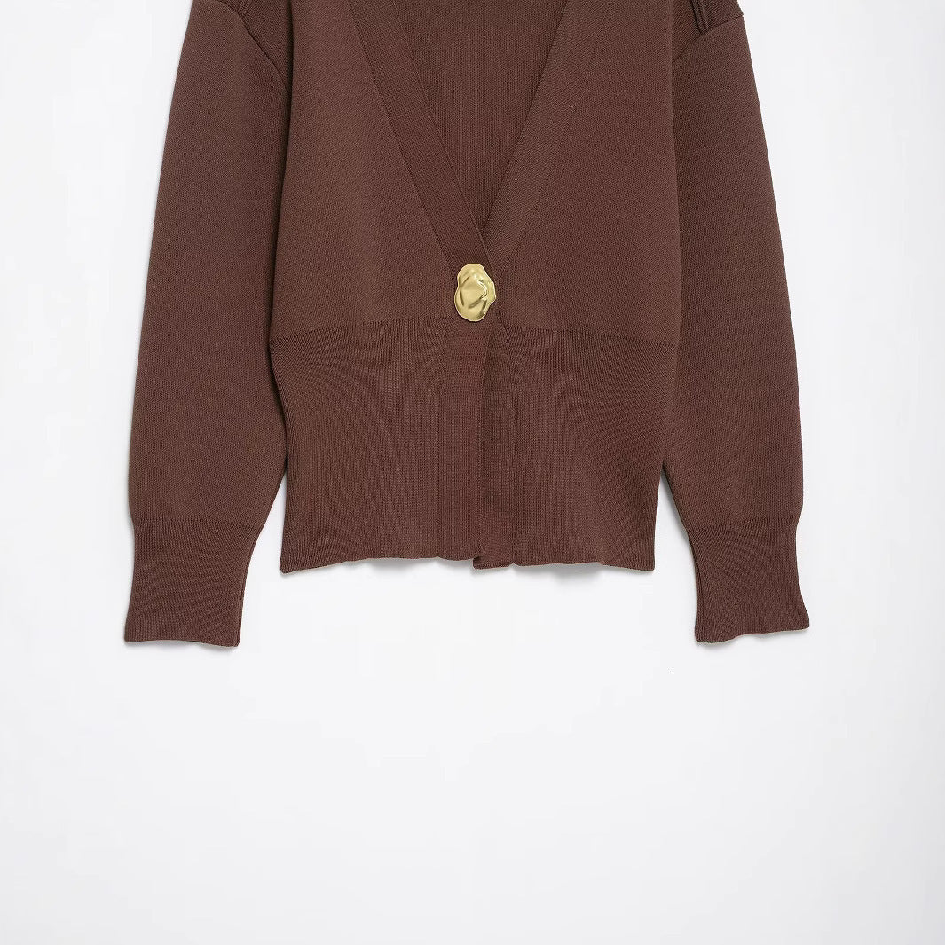 Damen lässige Strickjacke mit dekorativen Knopfdetails und elegantem Schnitt R&B