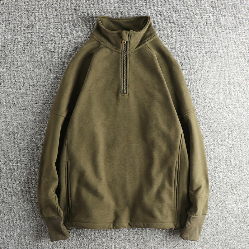 Herren Fleecejacke mit halbem Reißverschluss und seitlichen Eingrifftaschen R&B