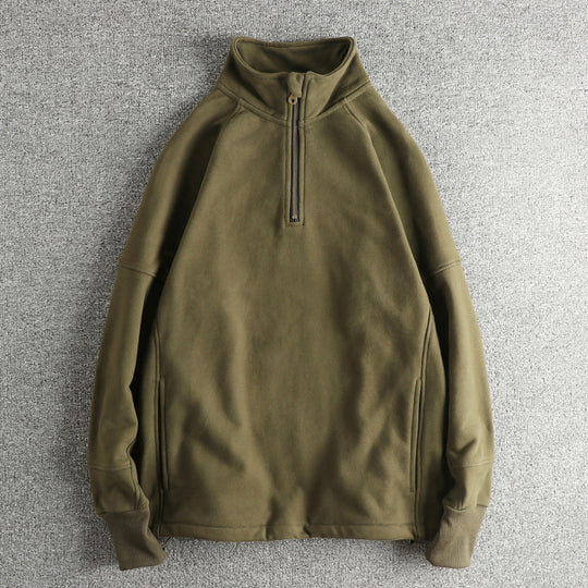 Herren Fleecejacke mit halbem Reißverschluss und seitlichen Eingrifftaschen R&B