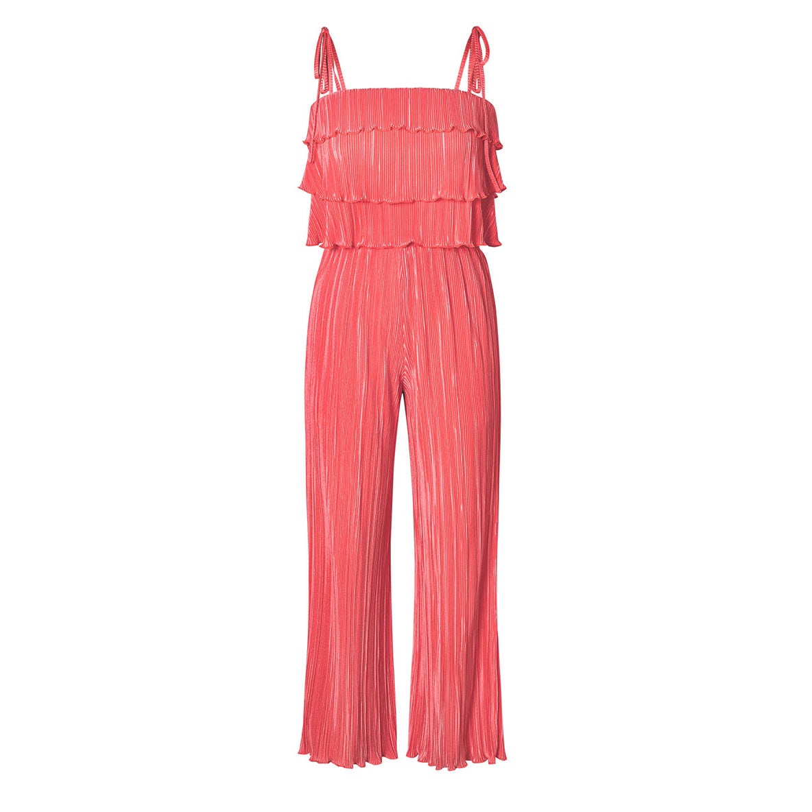 Damen Fließendes Jumpsuit mit Rüschendetails und stylischen Spaghetti-Trägern R&B
