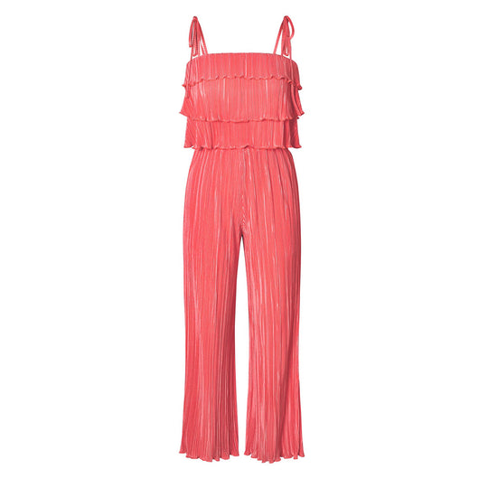 Damen Fließendes Jumpsuit mit Rüschendetails und stylischen Spaghetti-Trägern R&B