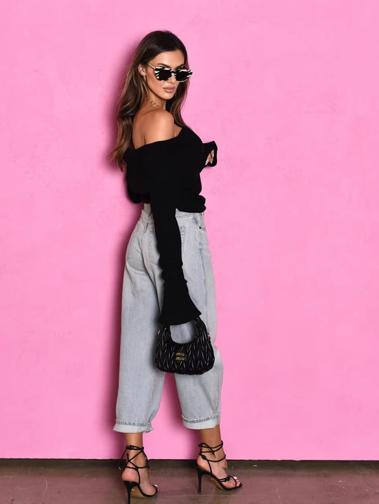 Damen Off-Shoulder Strickpullover mit eleganter Passform R&B