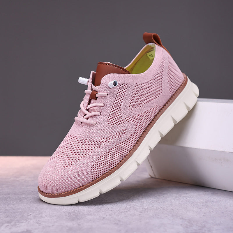 Damen nan gestrickter Derby-Sneaker mit flexibler Rillenlaufsohle und gepolstertem Komfortfußbett R&B