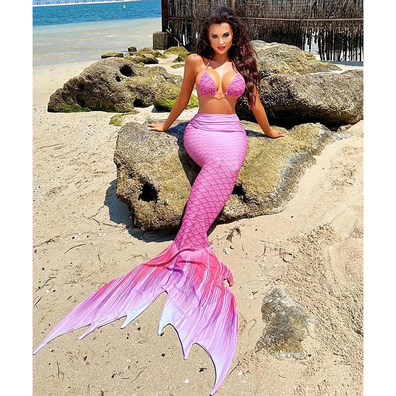 Damen Meerjungfrau Bikini-Set mit glänzenden Schuppen und tiefem Ausschnitt R&B