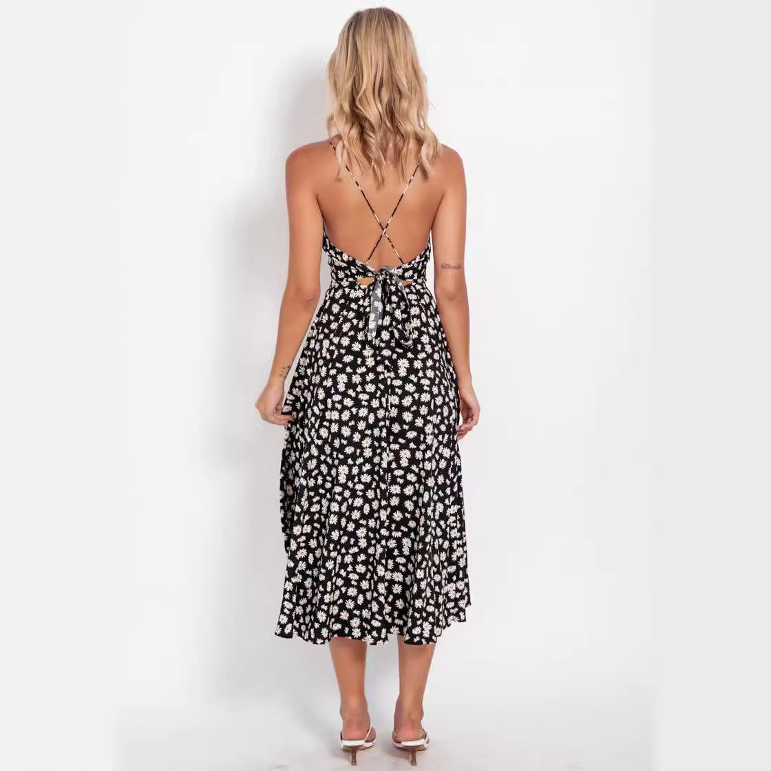 Damen Elegant geschnittenes Maxikleid mit floralem Muster und V-Ausschnitt R&B