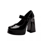 Damen Plateau High Heel Pumps mit breitem Blockabsatz R&B