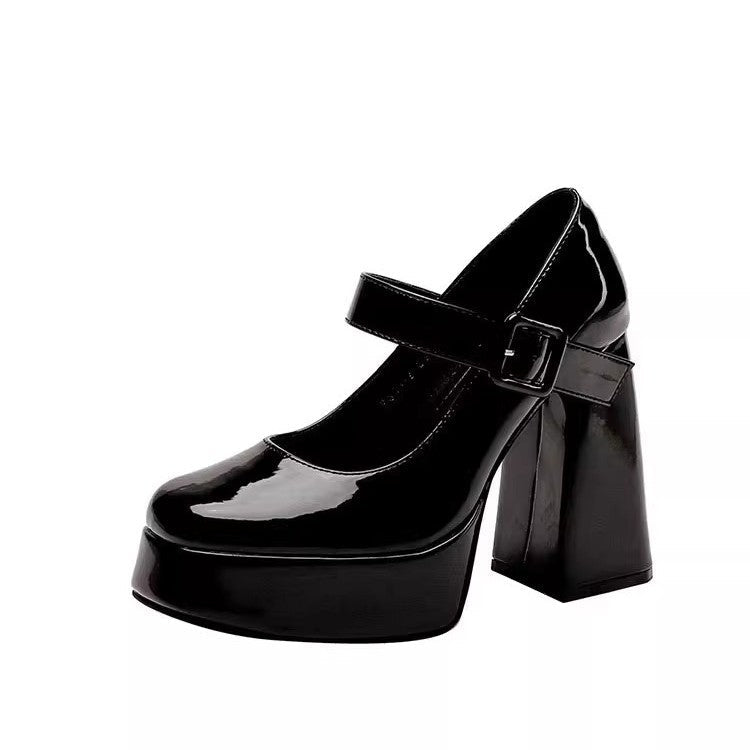 Damen Plateau High Heel Pumps mit breitem Blockabsatz R&B
