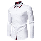 Herren elegantes Langarmhemd mit kreativem Kragen und kontrastierenden Details R&B