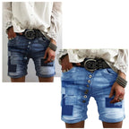 Damen modische Denim-Shorts mit funktionalen Taschen und distressed Akzenten R&B