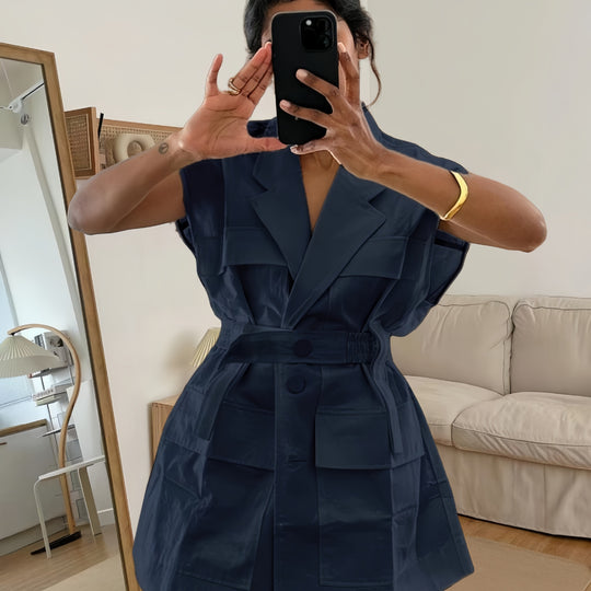 Damen modische Utility-Weste mit oversize Schnitt und praktischen Taschen R&B