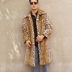Herren Eleganter Kunstpelzmantel im Leopardenlook R&B