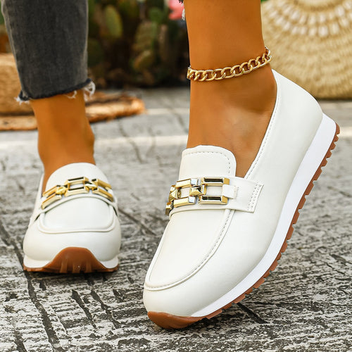 Damen Mokassin-Schuhe mit modischem Schnallen-Design R&B