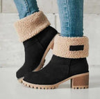 Damen elegante Winter-Stiefeletten mit wolligem Kragen R&B