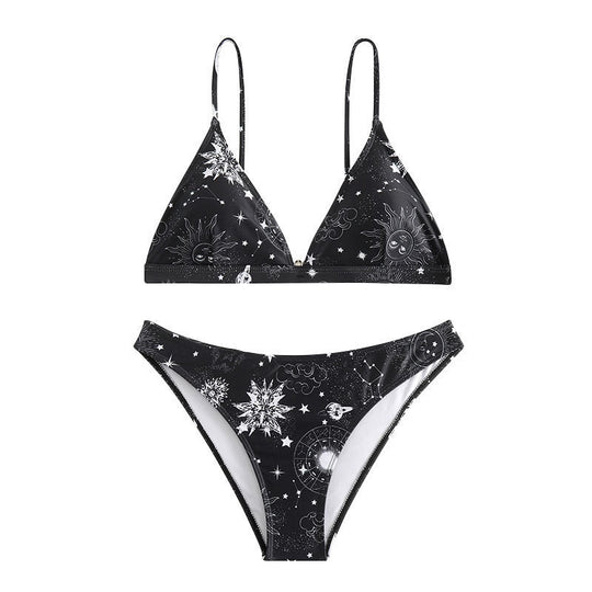 Damen Triangel-Bikini mit einzigartigem Sternenmotiv und verstellbaren Trägern R&B