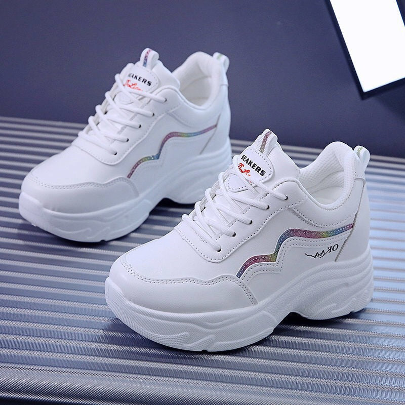 Damen Sportliche Sneakers mit modischer Plateau-Sohle und atmungsaktiver Obermaterialstruktur R&B