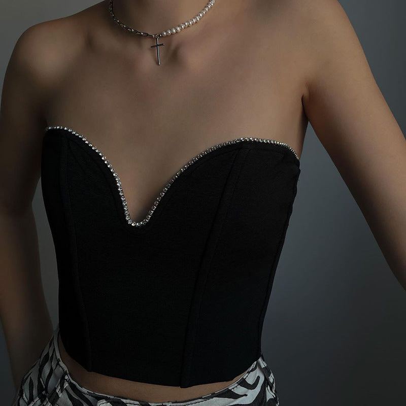 Damen Bustier-Oberteil mit herzförmigem Ausschnitt und elegantem Glamour R&B