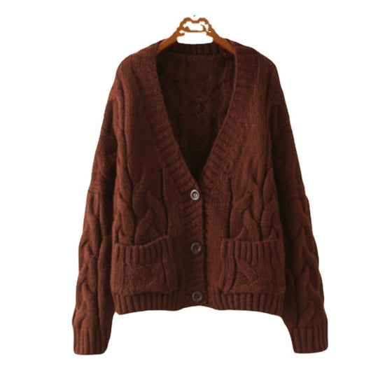 Damen Strickjacke mit Kabelmuster und großzügigen Taschen R&B
