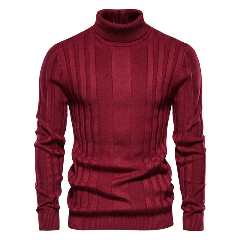 Herren Strickpullover mit hochgeschlossenem Kragen und eleganter Rippstruktur R&B